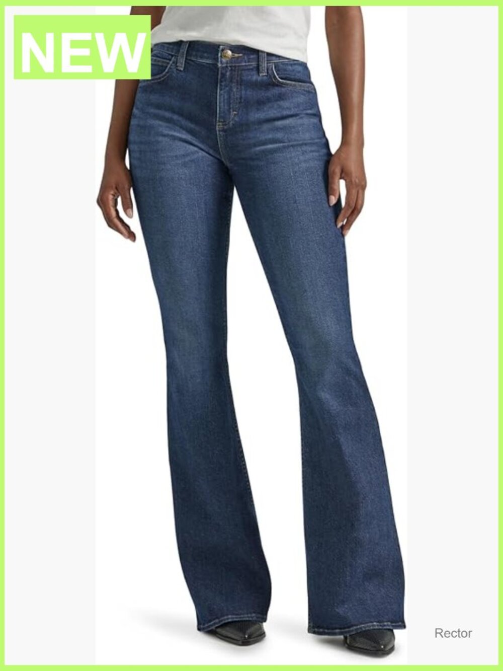 Mid Rise Flare Jeans Stretch Denim 33 Inseam Fitted Fit